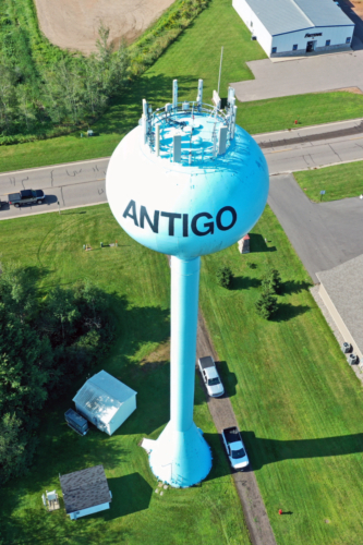 Water tower, serving an industrial park